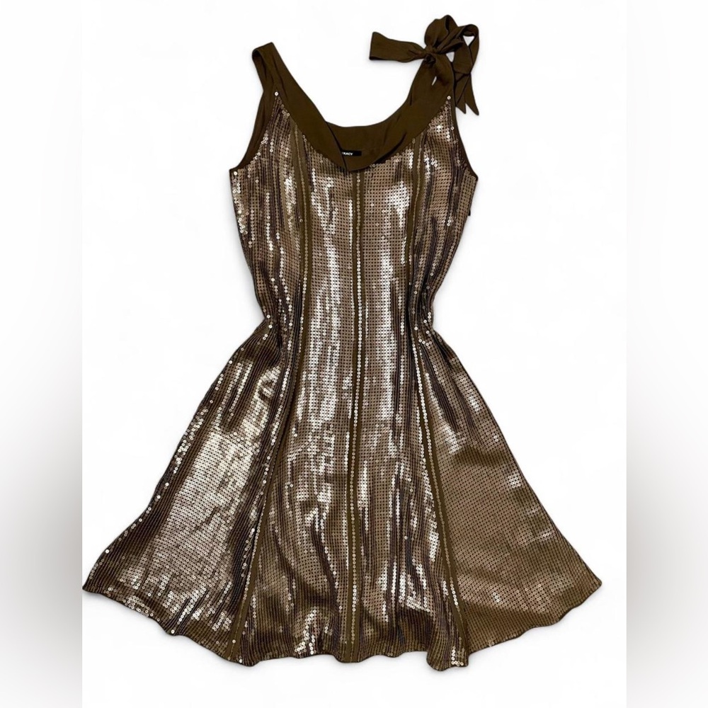 Vintage Ellen Tracy Silk Sequin Dress Y2K